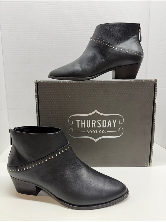 Thursday Boot Company Shoes - Thursday Boot Co Rein Ankle Boots Leather Studded Booties Back Zip Black Size 8